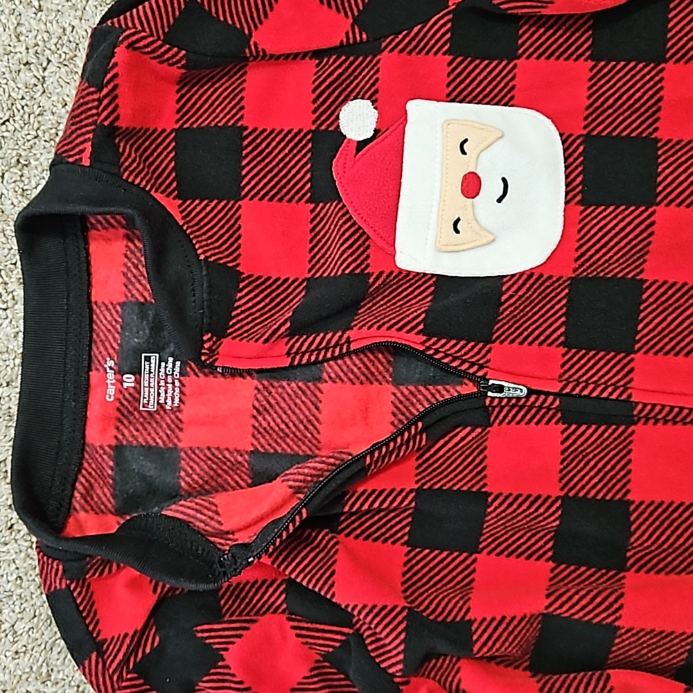 LN Carter's kids size 10 fleece buffalo check pajamas - Picture 2 of 4